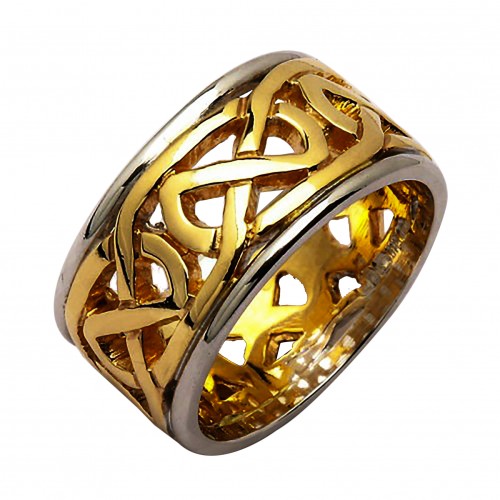 Irish Two Tone Wedding Ring - Celtic Knots - 14 Karat - Heavy Irish Wedding Rings